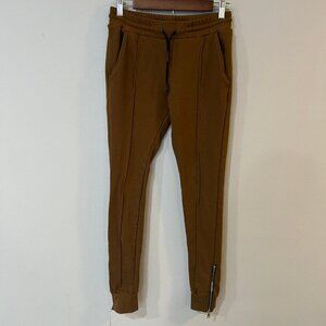 NWOT The Set Men’s Brown Tan Front Tie Side Pocket Jogger Sweatpants Size Small